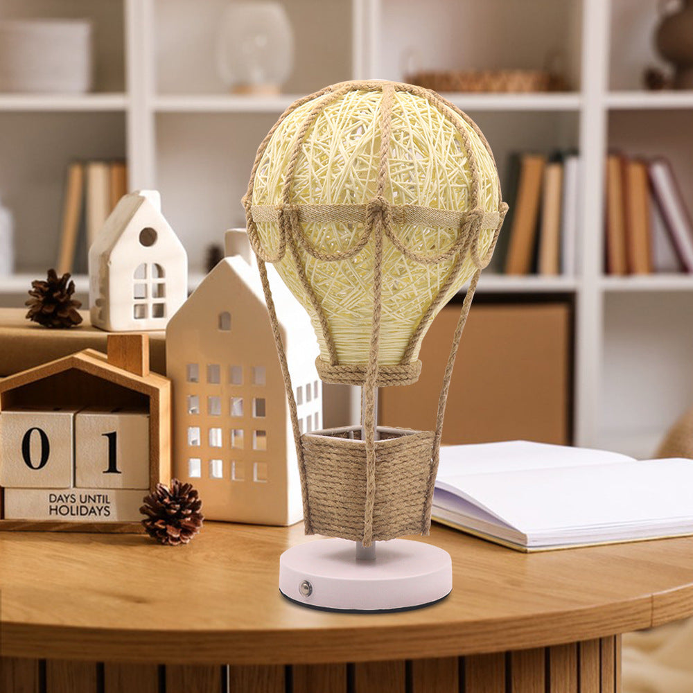 Woven Rattan Hot Air Balloon Table Lamp